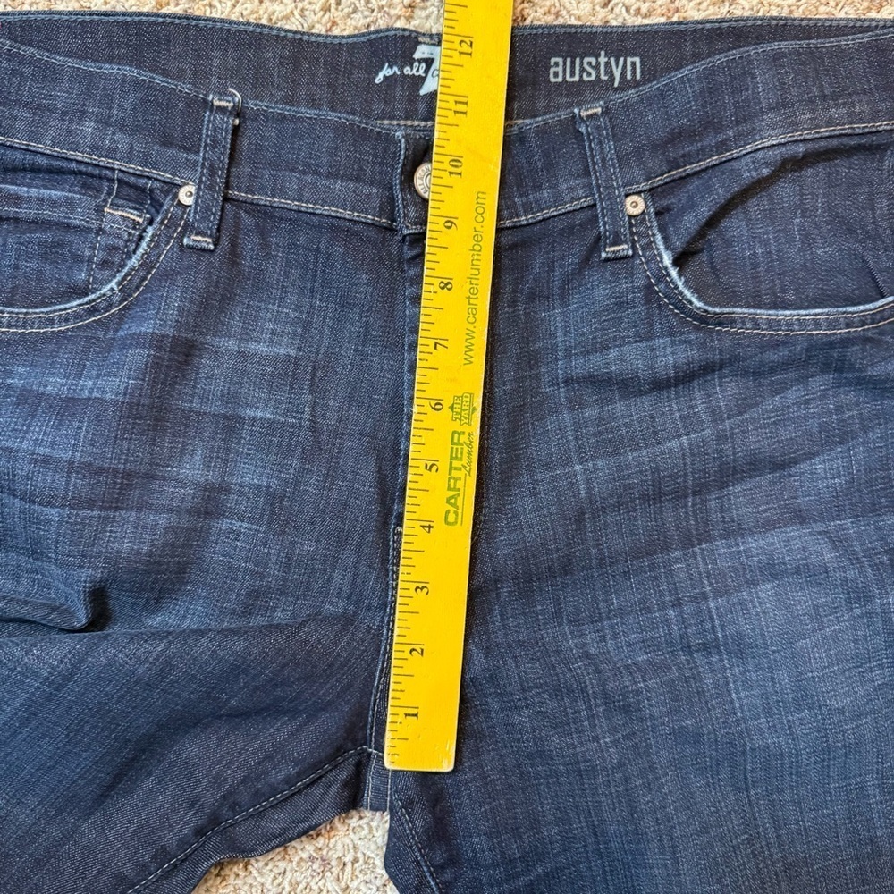 7 For All Mankind Austyn Jeans Mens 36x28 Dark Wash Straight Leg Designer Denim - Picture 10 of 13
